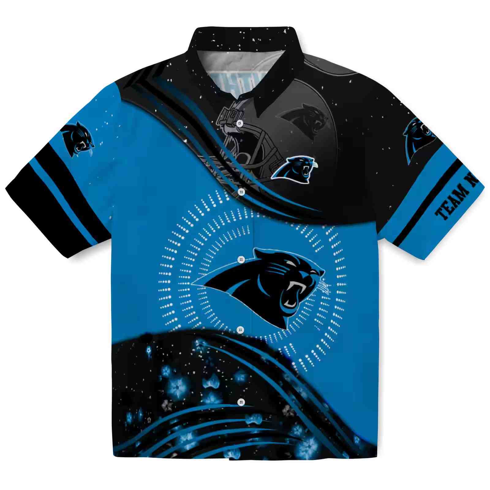 Carolina Panthers Football Wave Blue Black Hawaiian Shirt