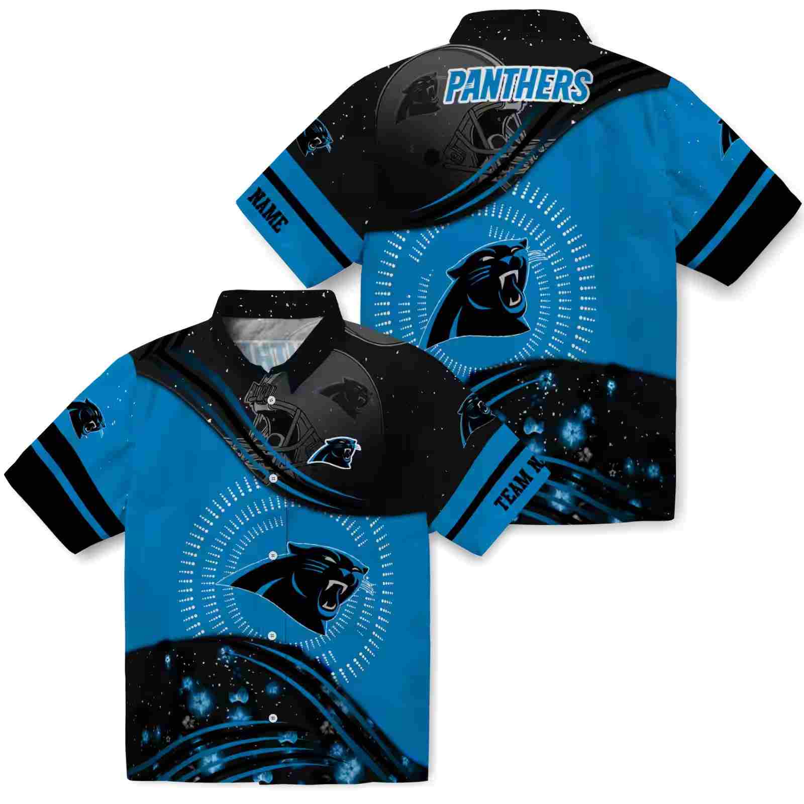 carolina panthers football wave blue black hawaiian shirt high quality