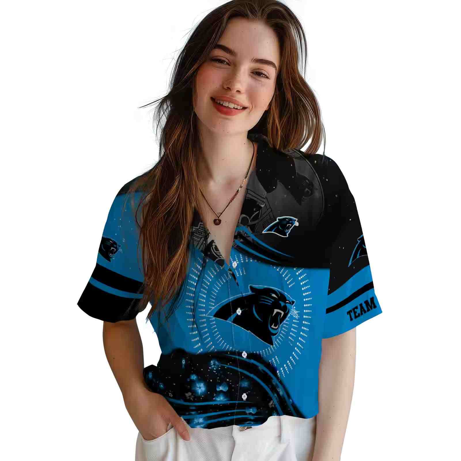 carolina panthers football wave blue black hawaiian shirt latest model