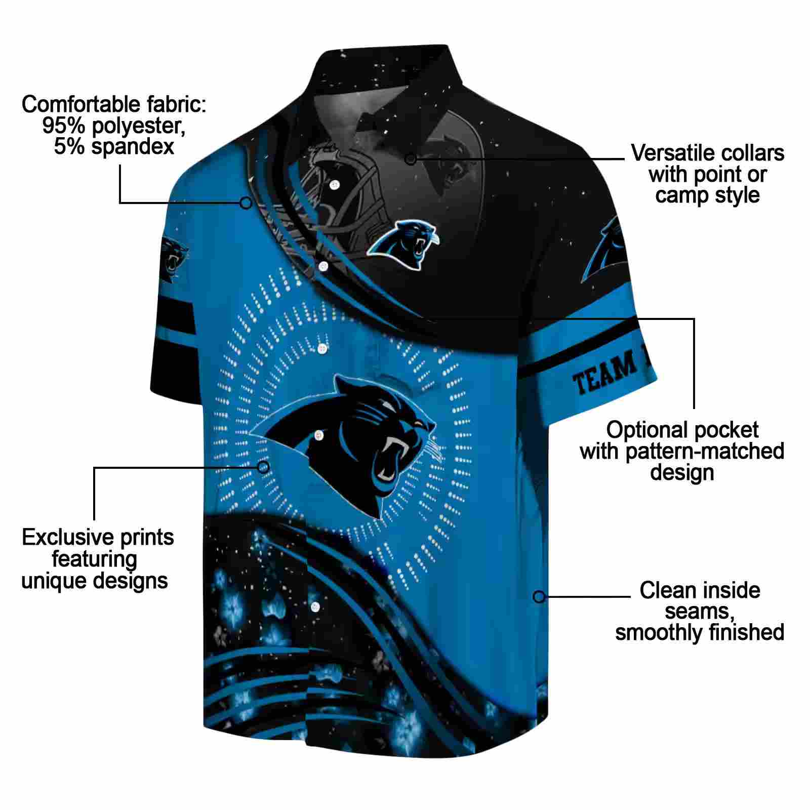 carolina panthers football wave blue black hawaiian shirt new arrival