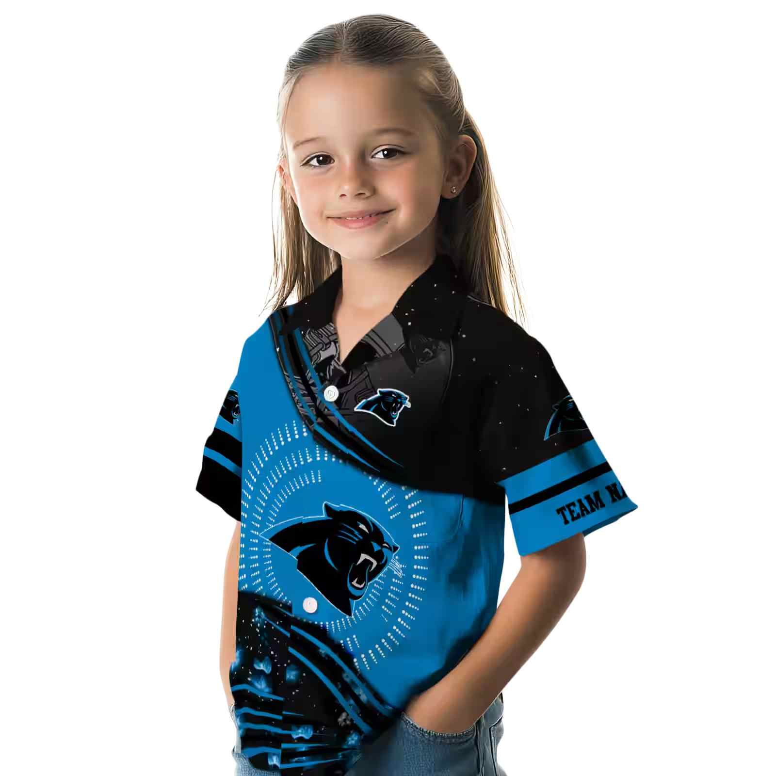 carolina panthers football wave blue black hawaiian shirt premium grade