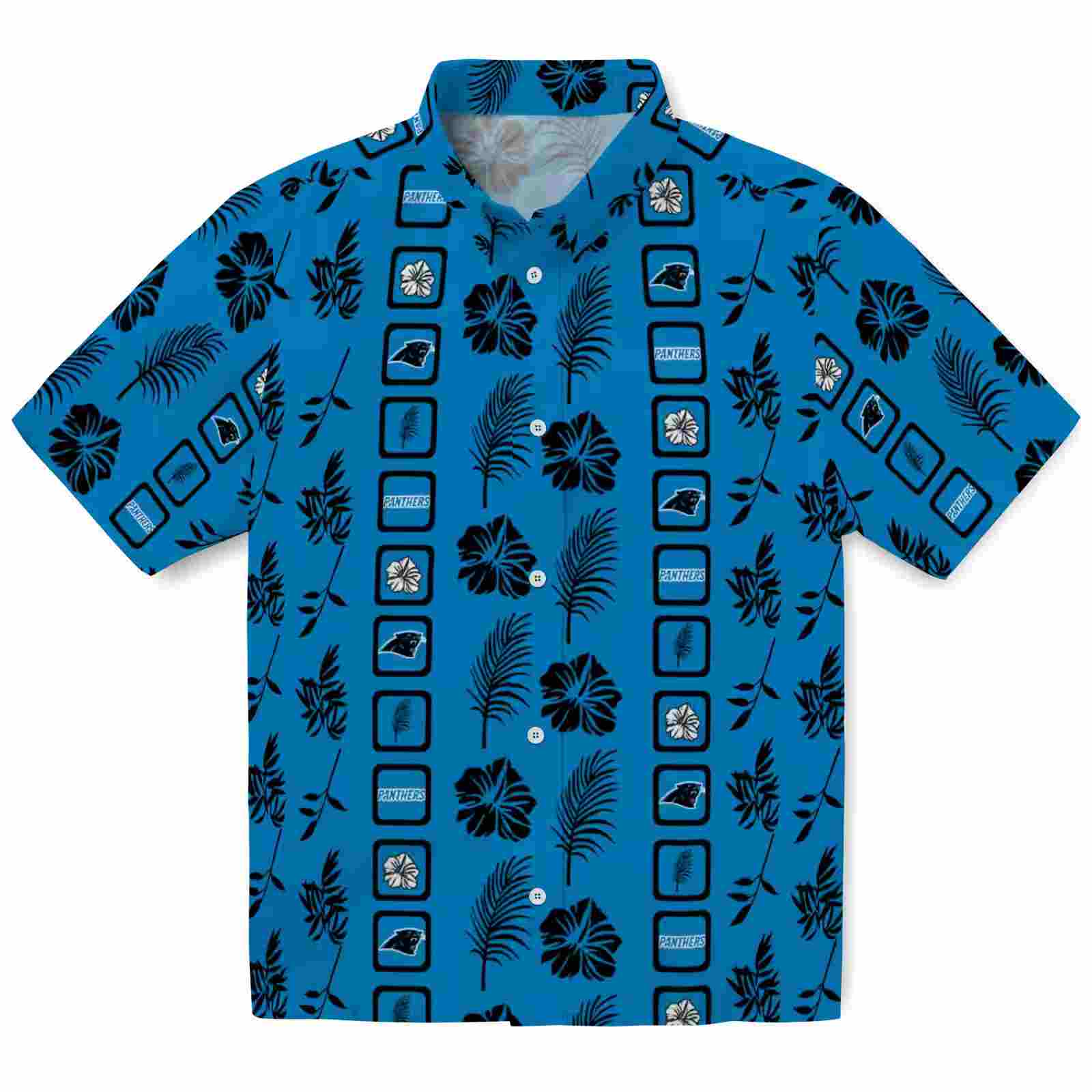 Carolina Panthers Framed Floral Blue Hawaiian Shirt