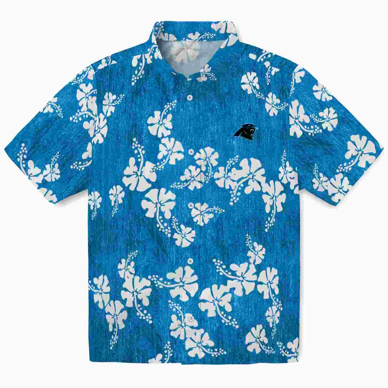 Carolina Panthers Hibiscus Clusters Blue Hawaiian Shirt