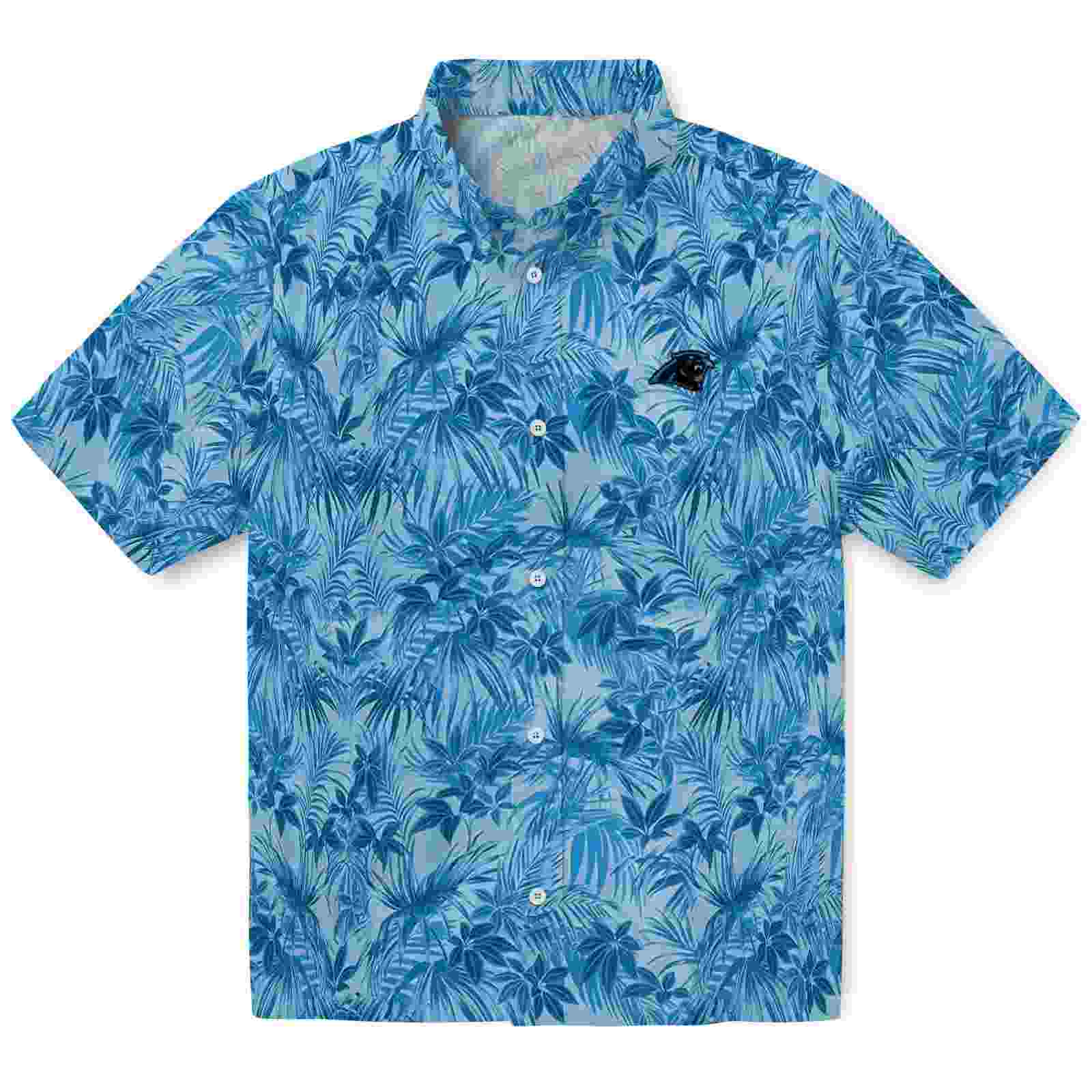 Carolina Panthers Leafy Pattern Blue Hawaiian Shirt