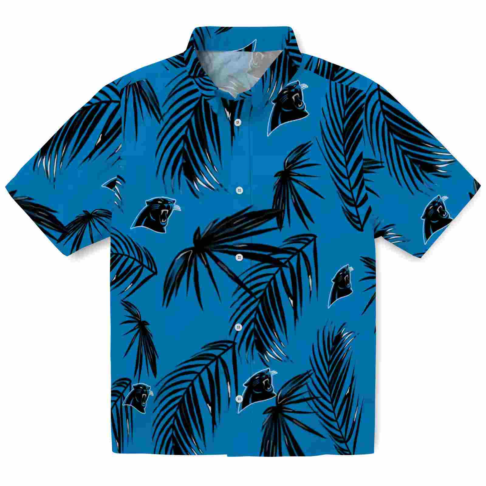 Carolina Panthers Palm Leaf Blue Hawaiian Shirt