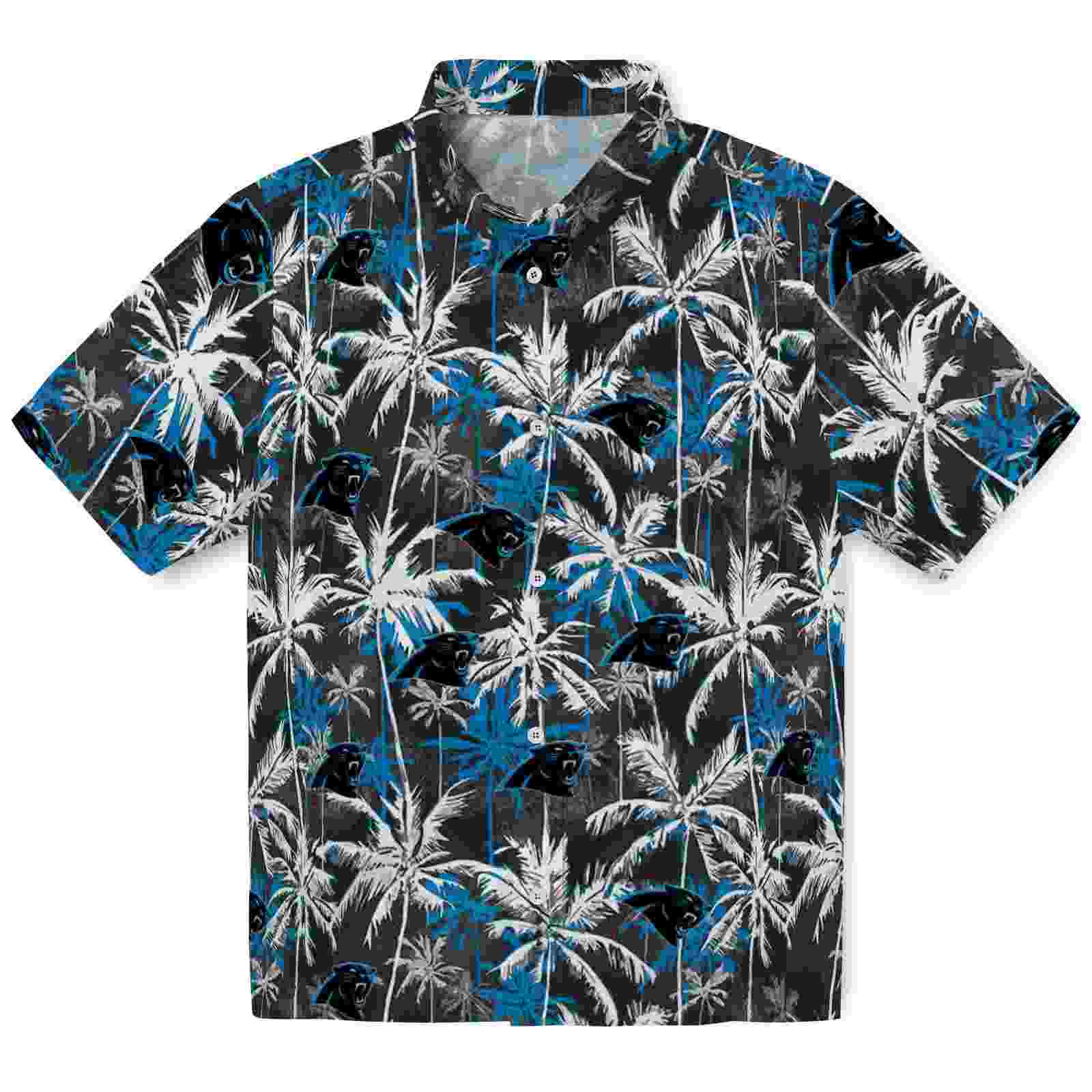 Carolina Panthers Palm Pattern Blue Black Hawaiian Shirt