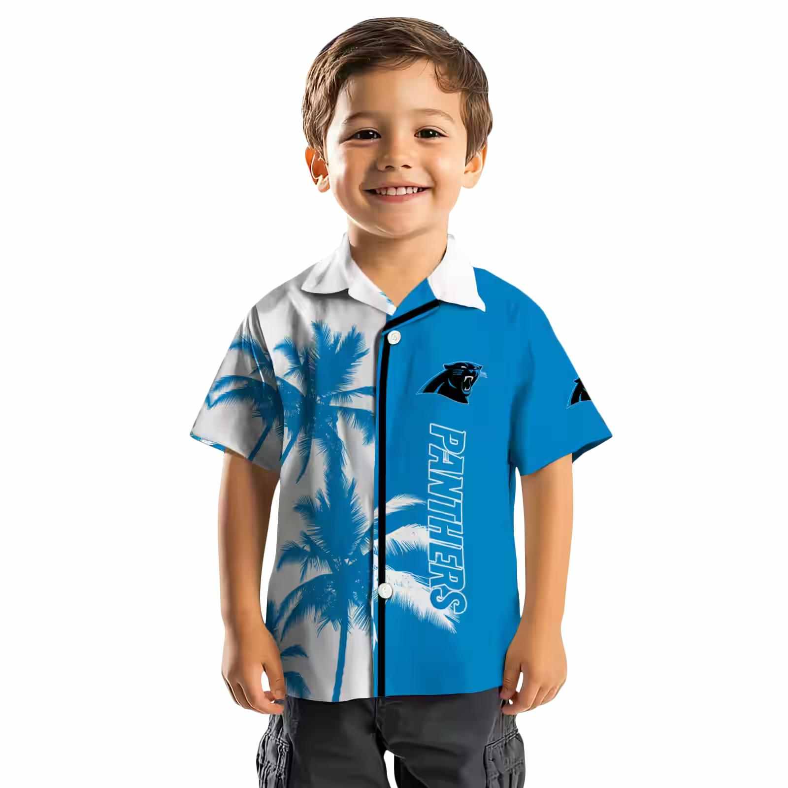 carolina panthers palm trees blue white hawaiian shirt top rated