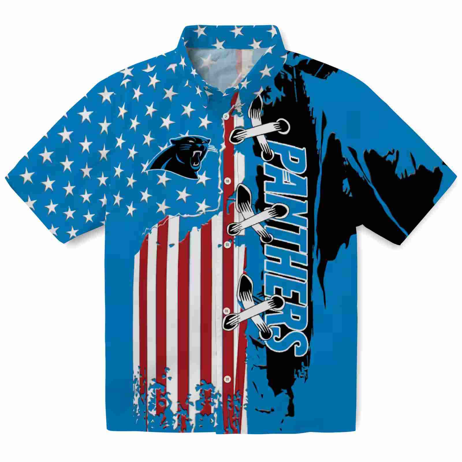 Carolina Panthers Stitched Flag Blue Hawaiian Shirt