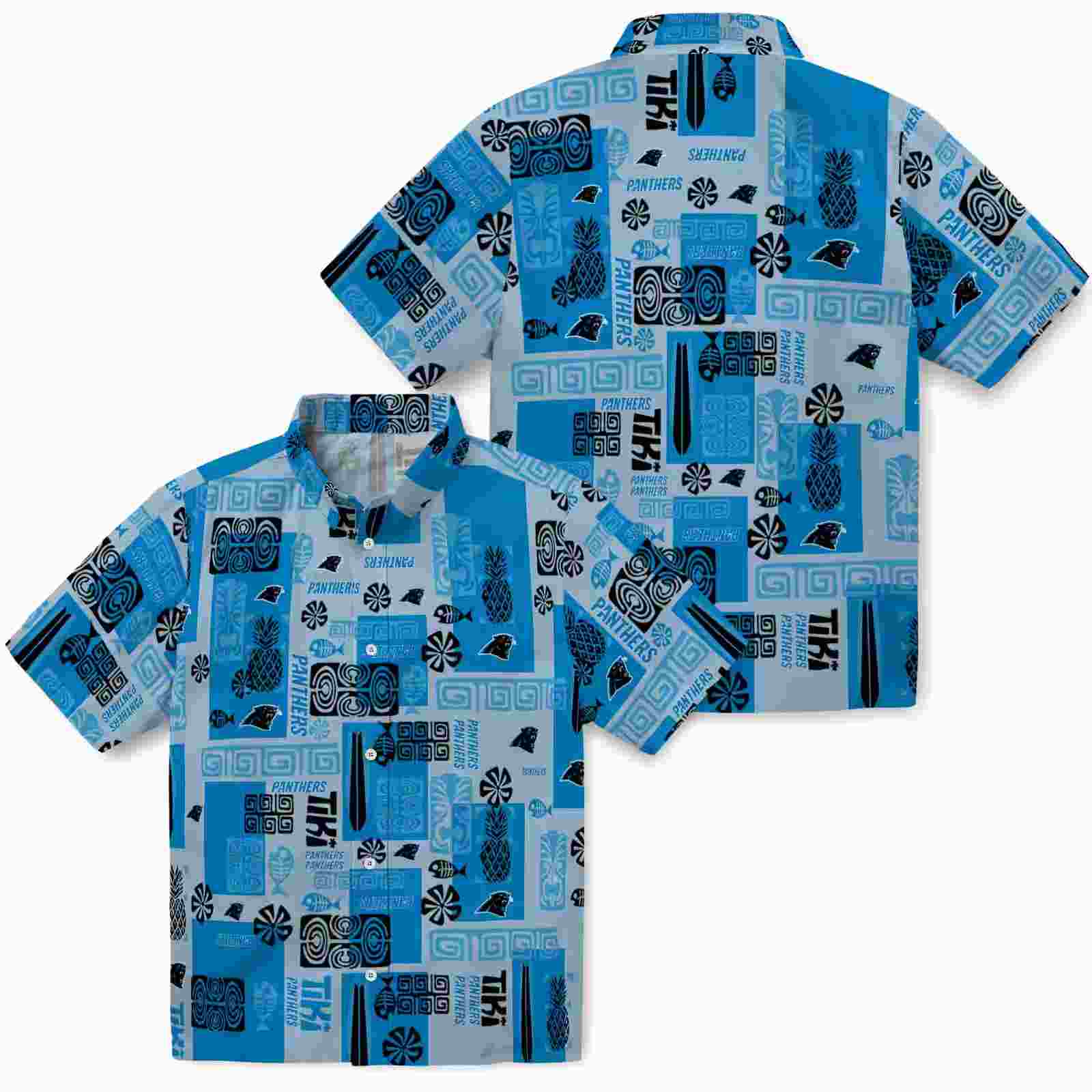 carolina panthers tribal symbols blue hawaiian shirt high quality