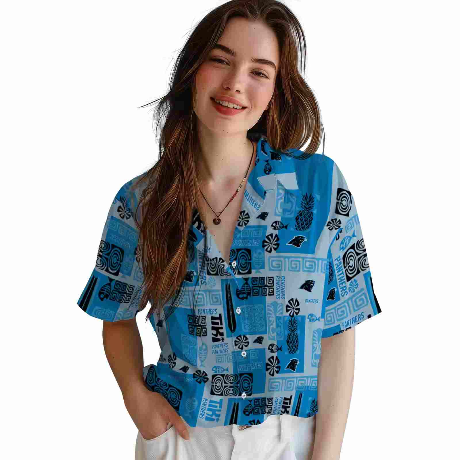 carolina panthers tribal symbols blue hawaiian shirt latest model