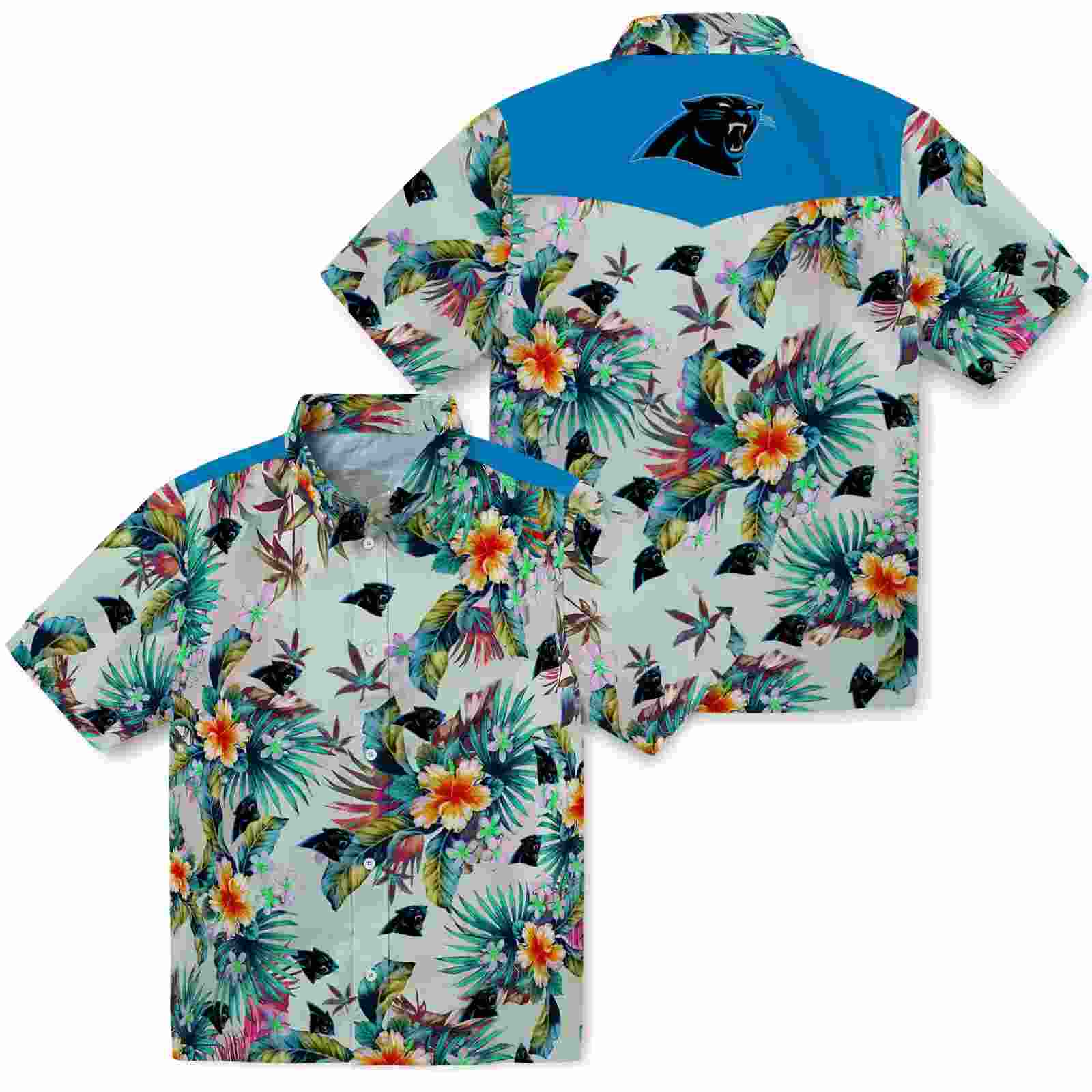 carolina panthers tropical foliage green hawaiian shirt high quality