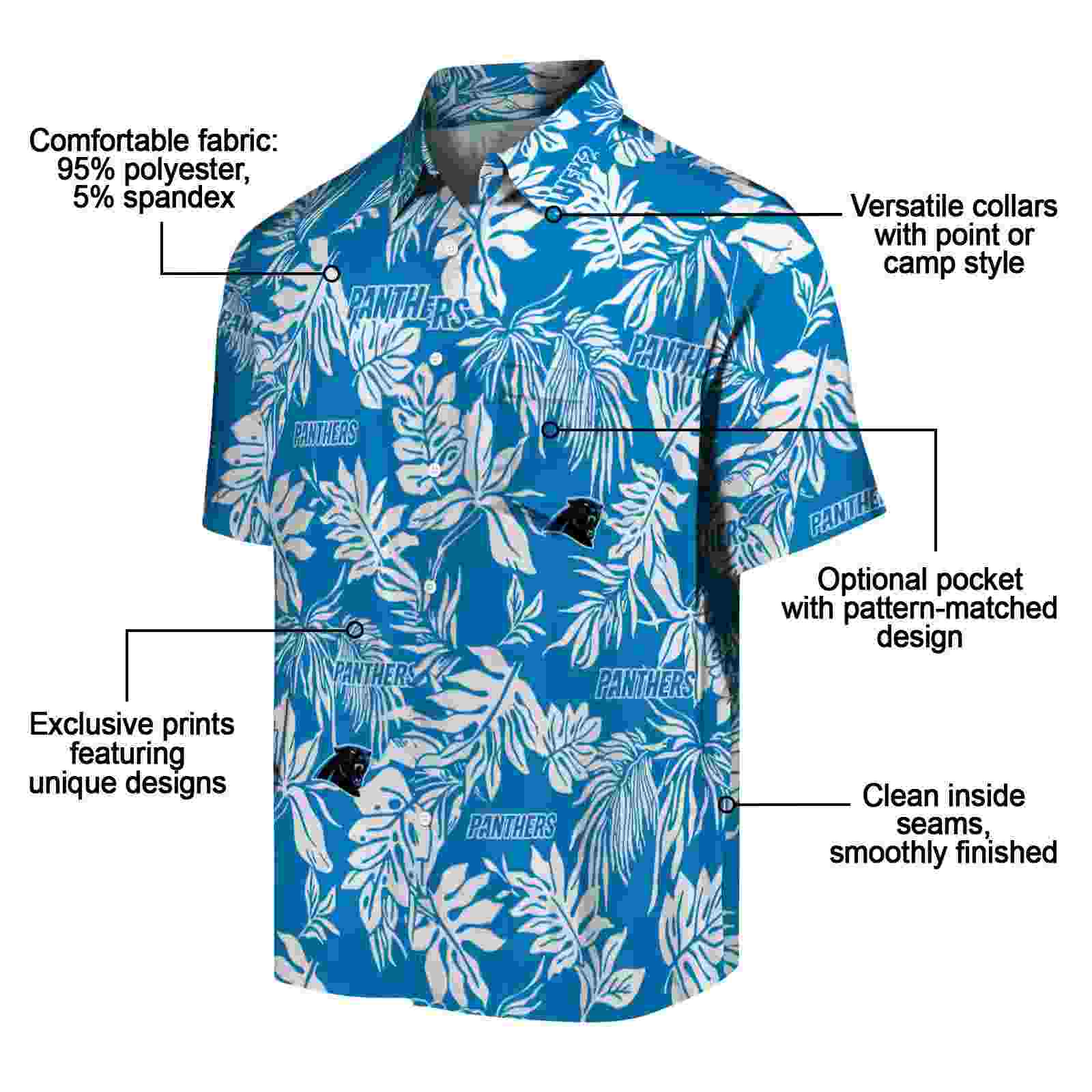 carolina panthers tropical leaf blue white hawaiian shirt new arrival
