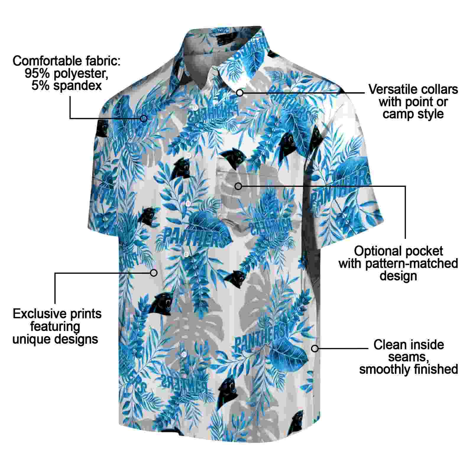 carolina panthers tropical leaves blue white hawaiian shirt new arrival