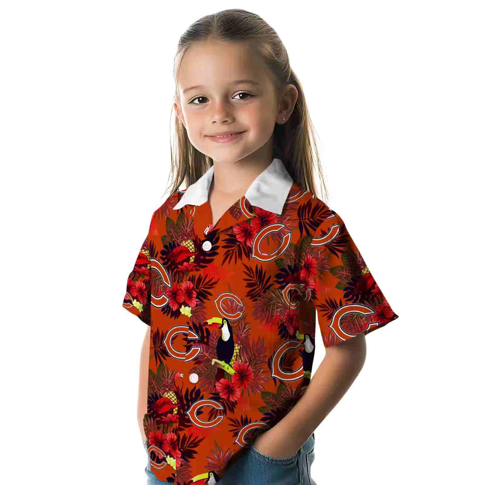 chicago bears floral toucan blue red hawaiian shirt premium grade