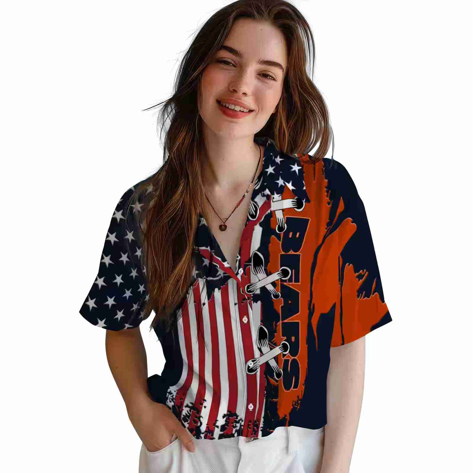 chicago bears stitched flag blue hawaiian shirt latest model