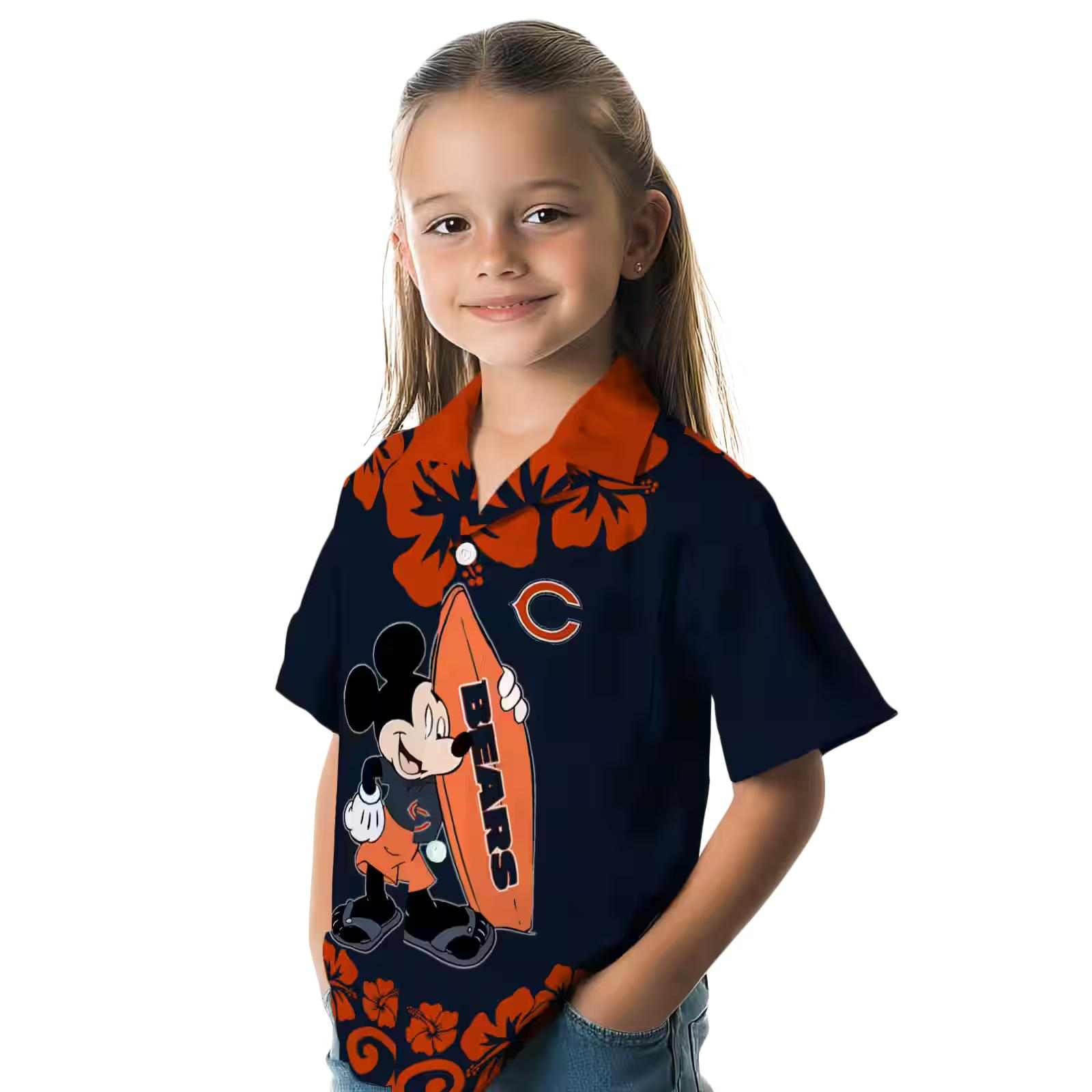 chicago bears surfing mickey blue hawaiian shirt premium grade