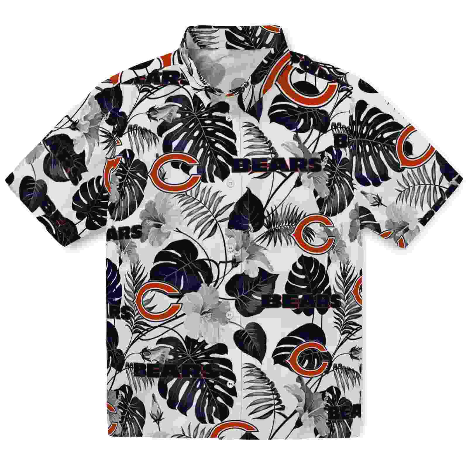 Chicago Bears Tropical Plants Blue White Hawaiian Shirt