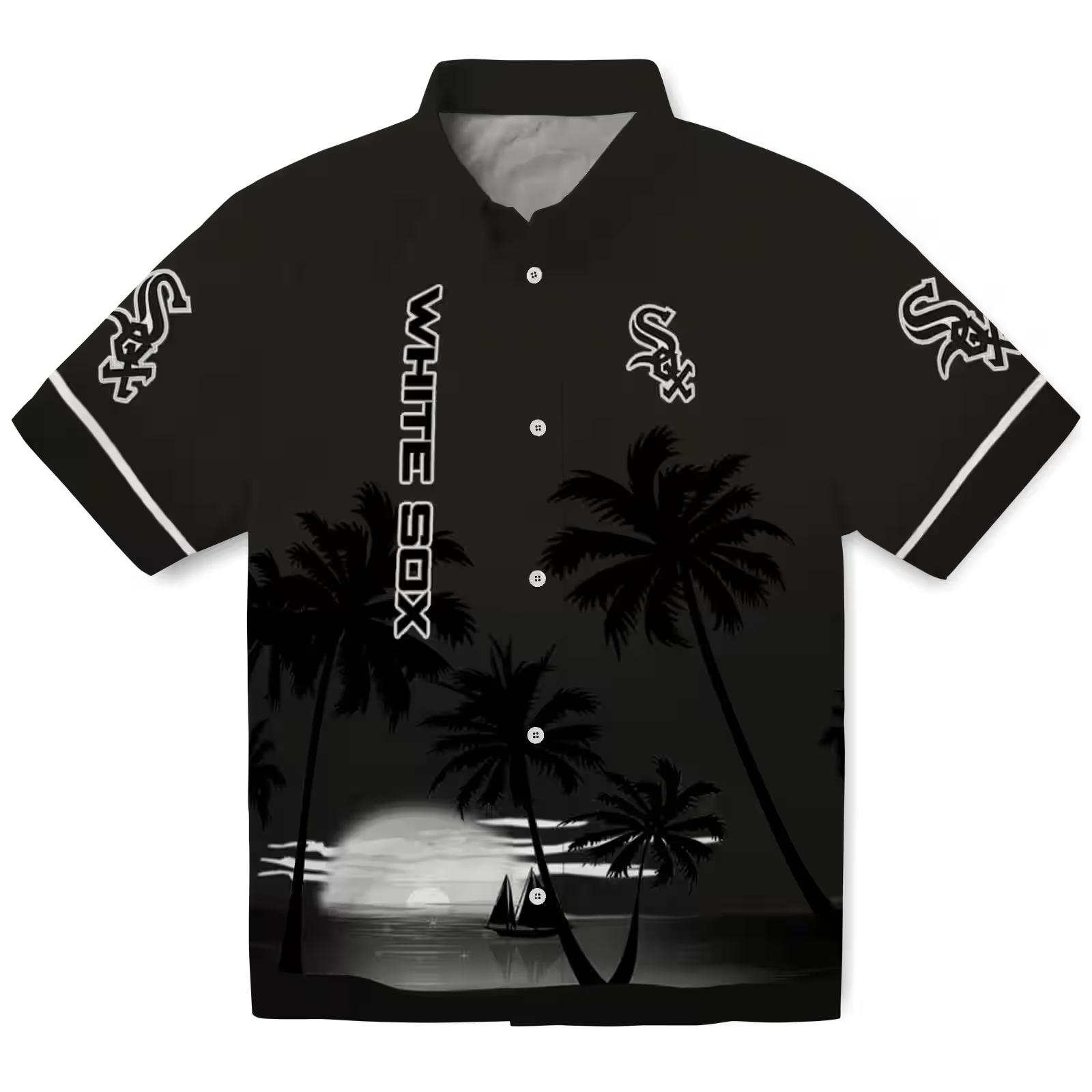 Chicago White Sox Beach Sunset Black Hawaiian Shirt