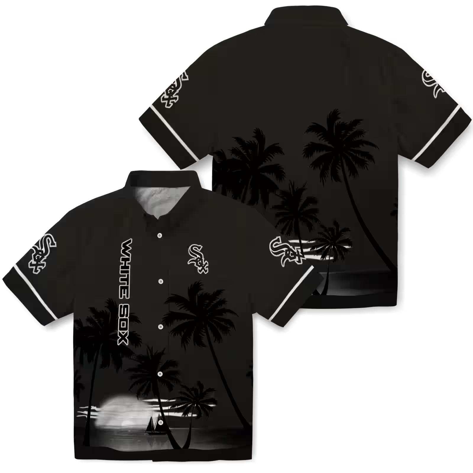 chicago white sox beach sunset black hawaiian shirt high quality