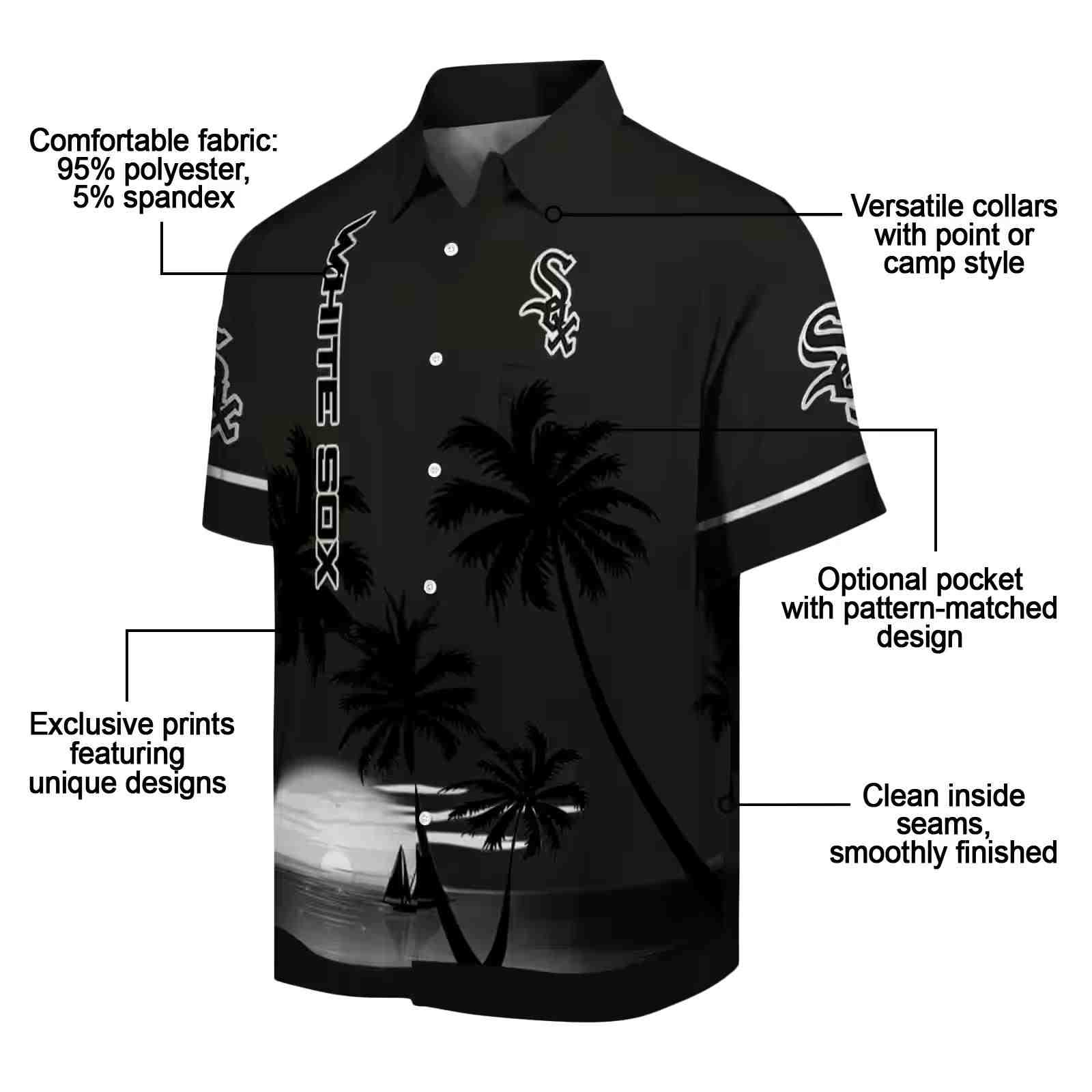 chicago white sox beach sunset black hawaiian shirt new arrival