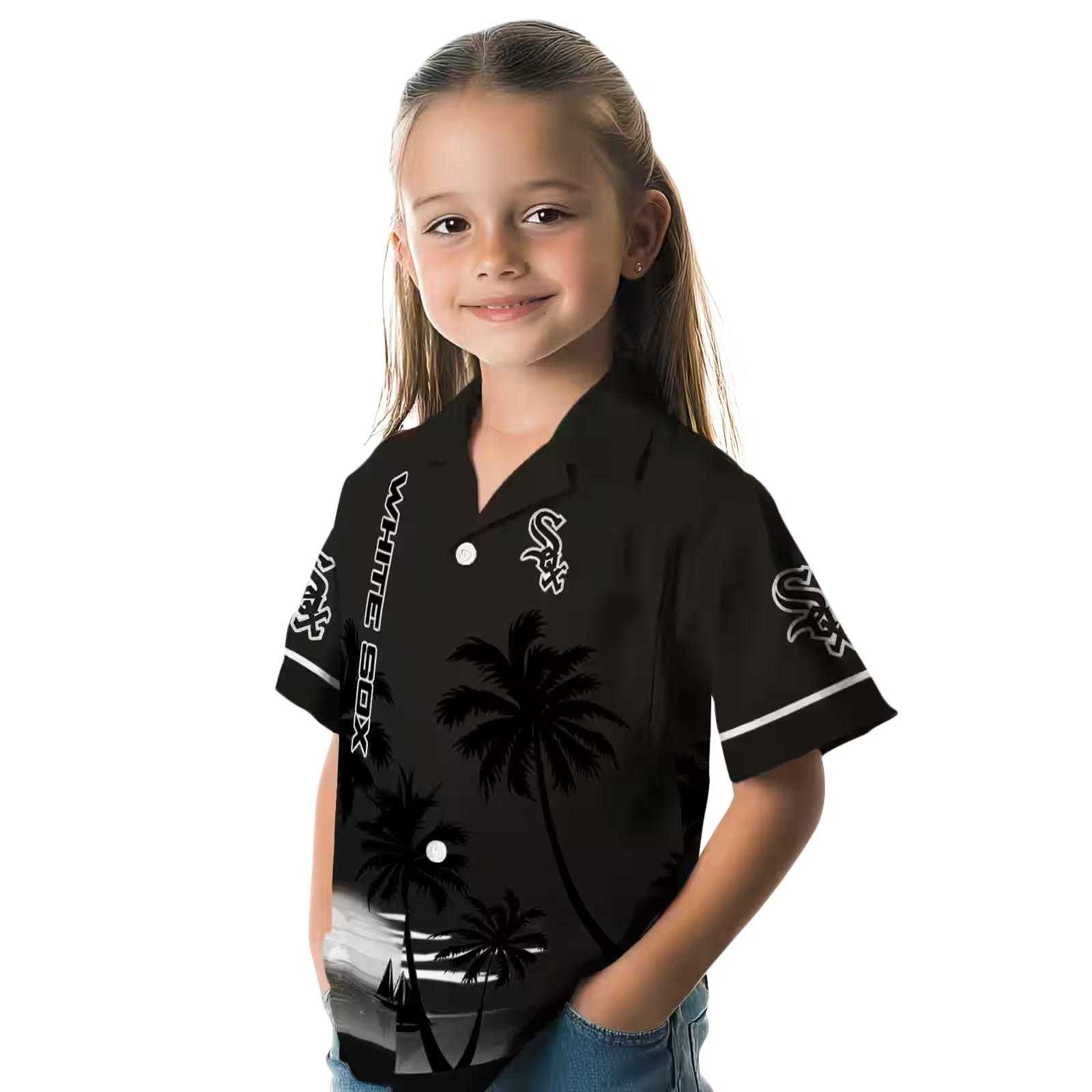 chicago white sox beach sunset black hawaiian shirt premium grade