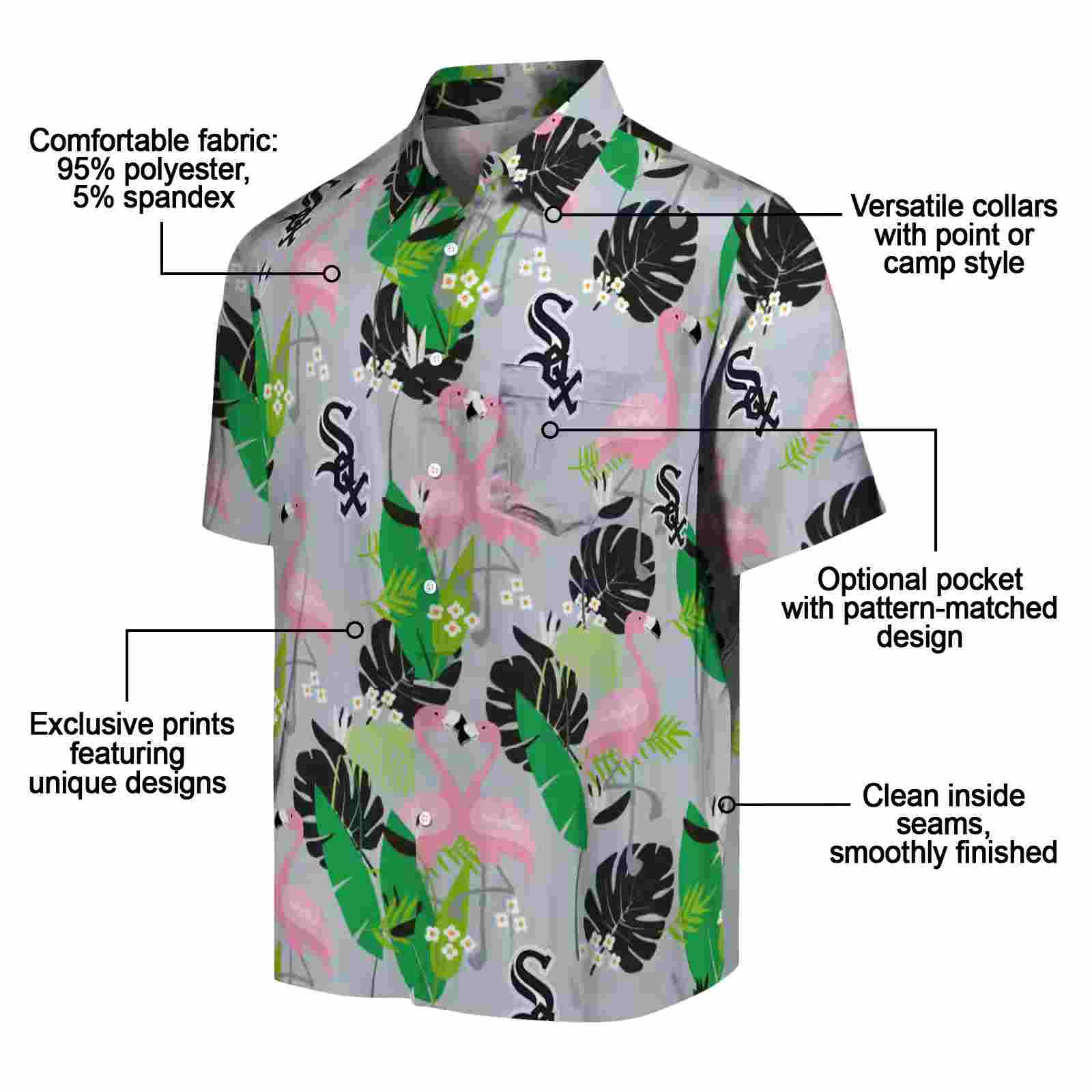 chicago white sox flamingo foliage black green hawaiian shirt new arrival