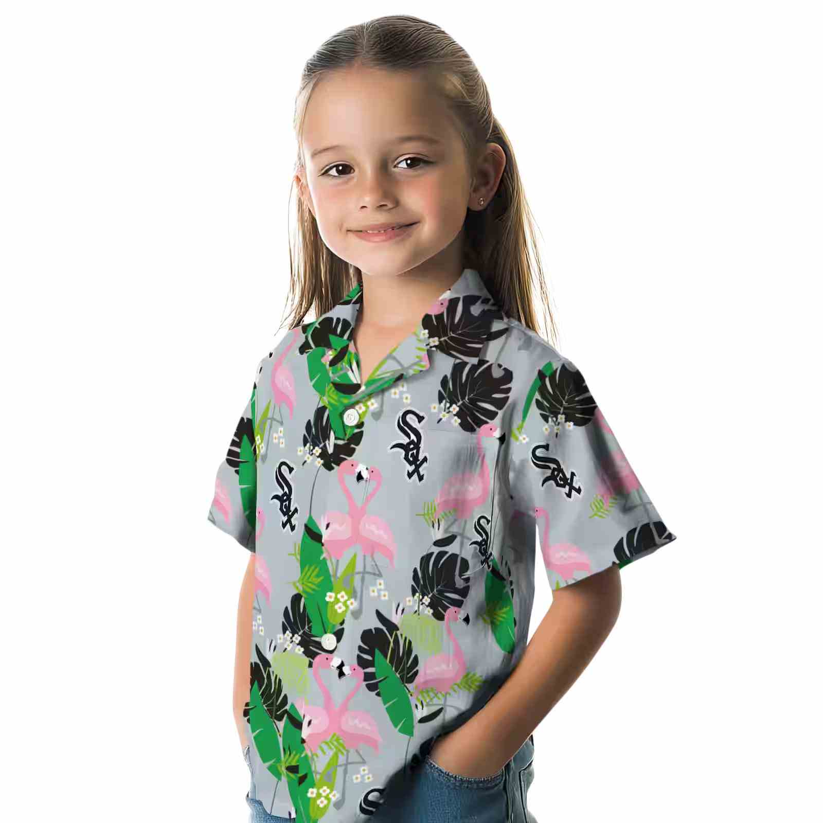 chicago white sox flamingo foliage black green hawaiian shirt premium grade