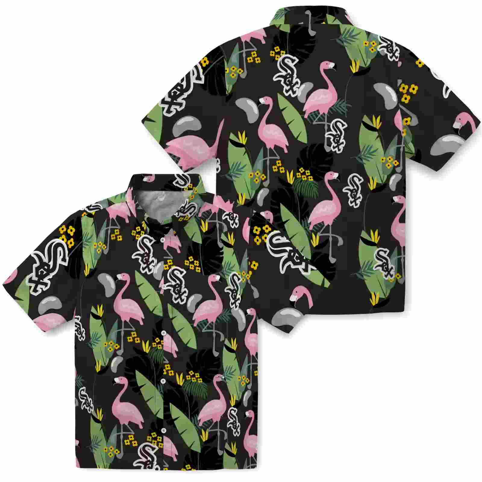 chicago white sox flamingo leaves black hawaiian shirt high quality