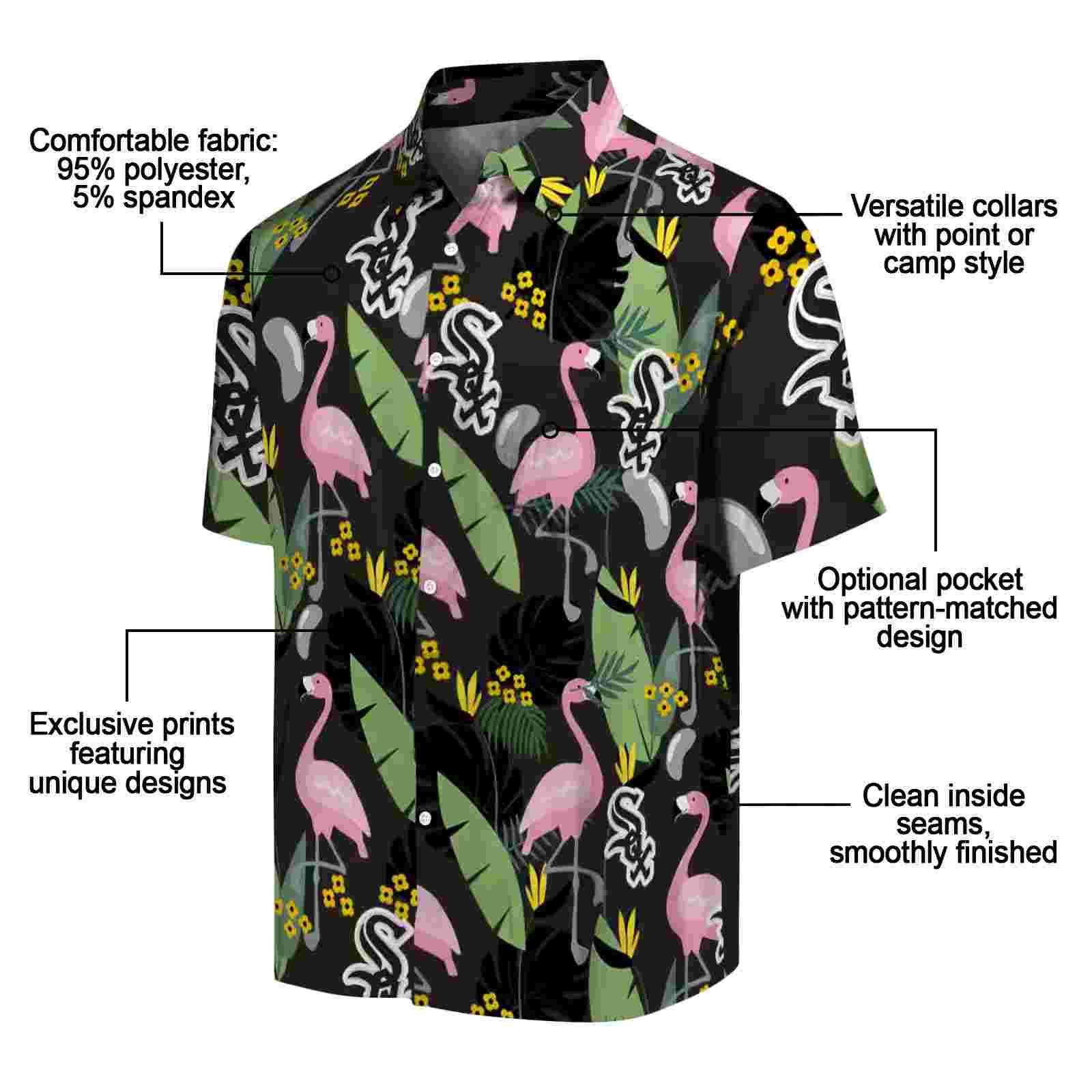 chicago white sox flamingo leaves black hawaiian shirt new arrival