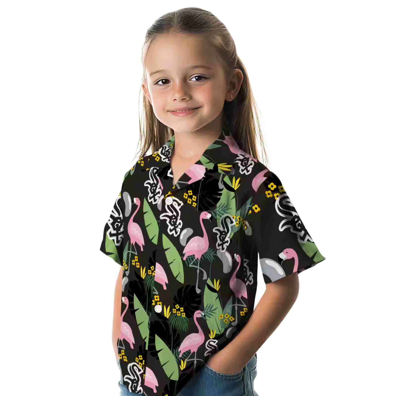 chicago white sox flamingo leaves black hawaiian shirt premium grade