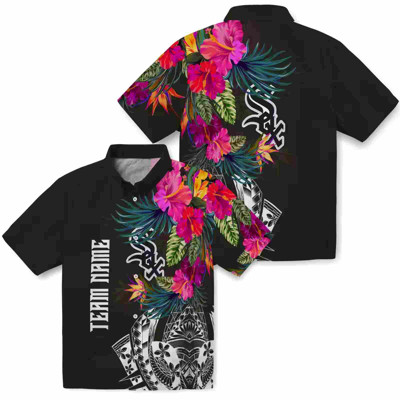 chicago white sox floral polynesian black hawaiian shirt high quality