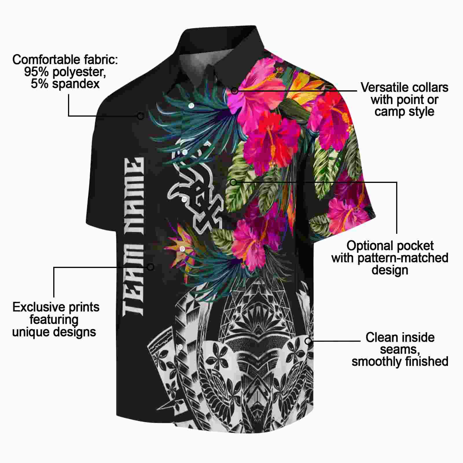 chicago white sox floral polynesian black hawaiian shirt new arrival