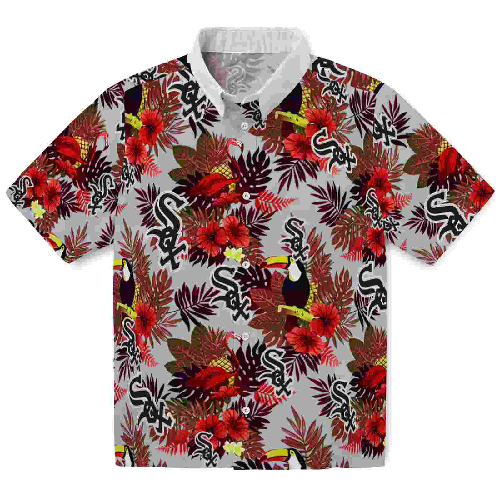 Chicago White Sox Floral Toucan Black Red Hawaiian Shirt