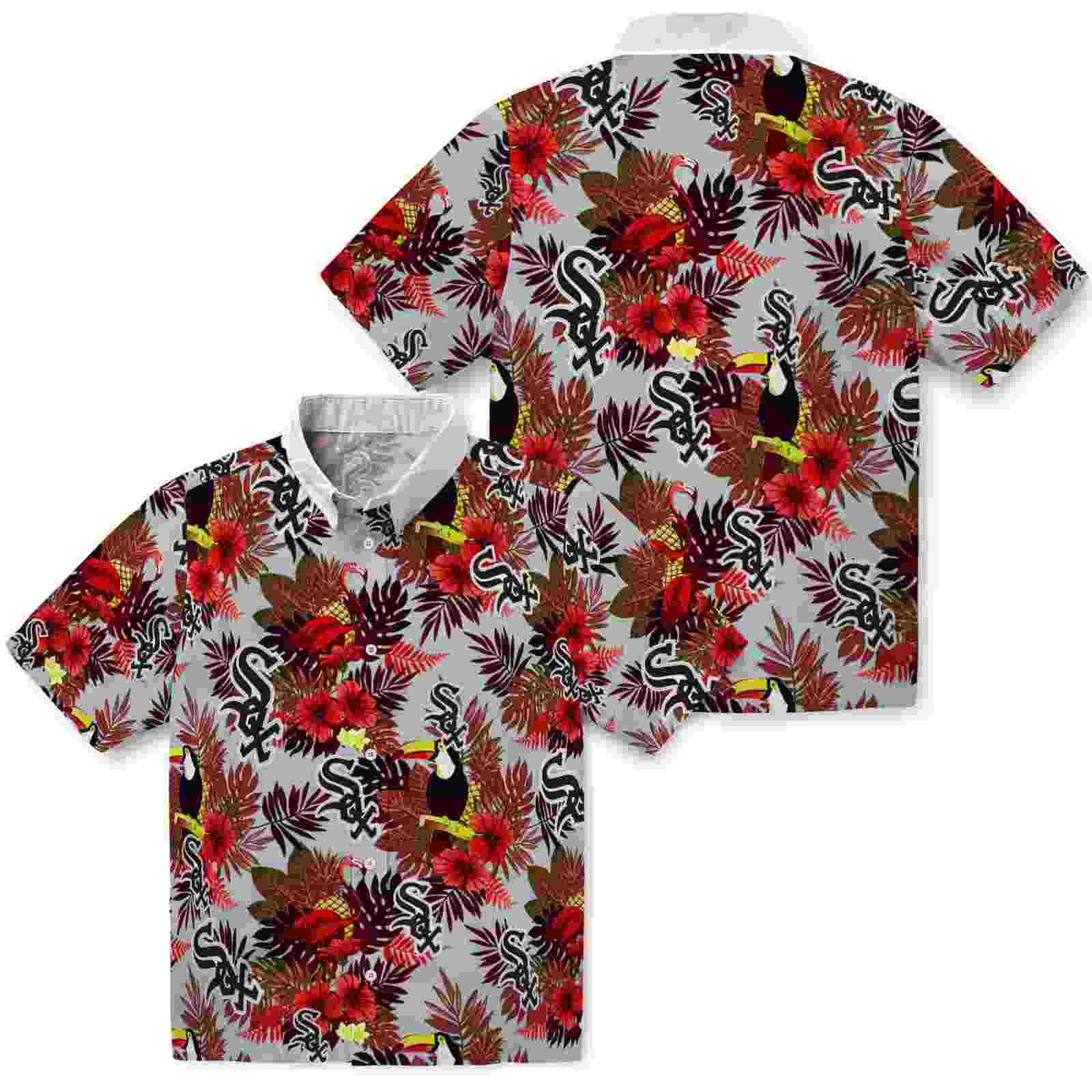 chicago white sox floral toucan black red hawaiian shirt high quality