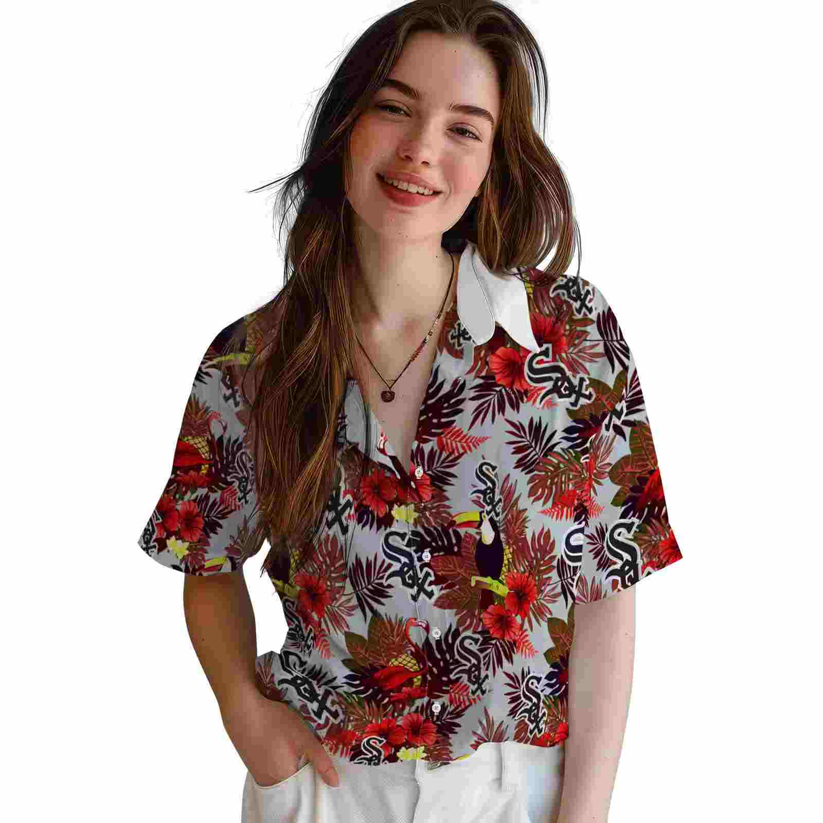 chicago white sox floral toucan black red hawaiian shirt latest model