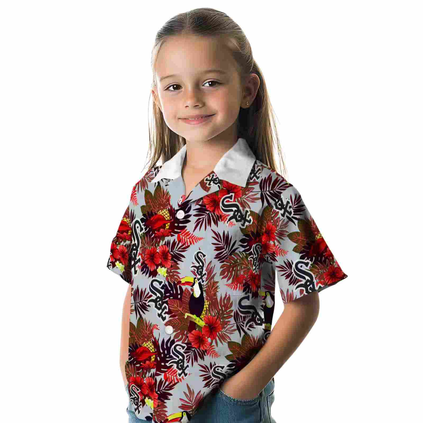 chicago white sox floral toucan black red hawaiian shirt premium grade