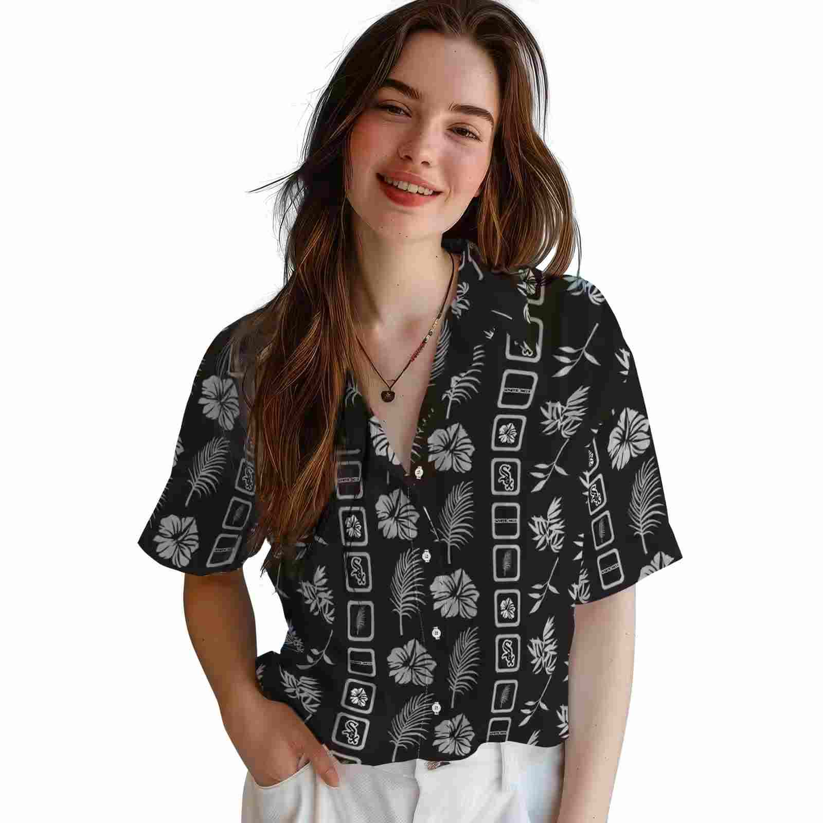 chicago white sox framed floral black hawaiian shirt latest model