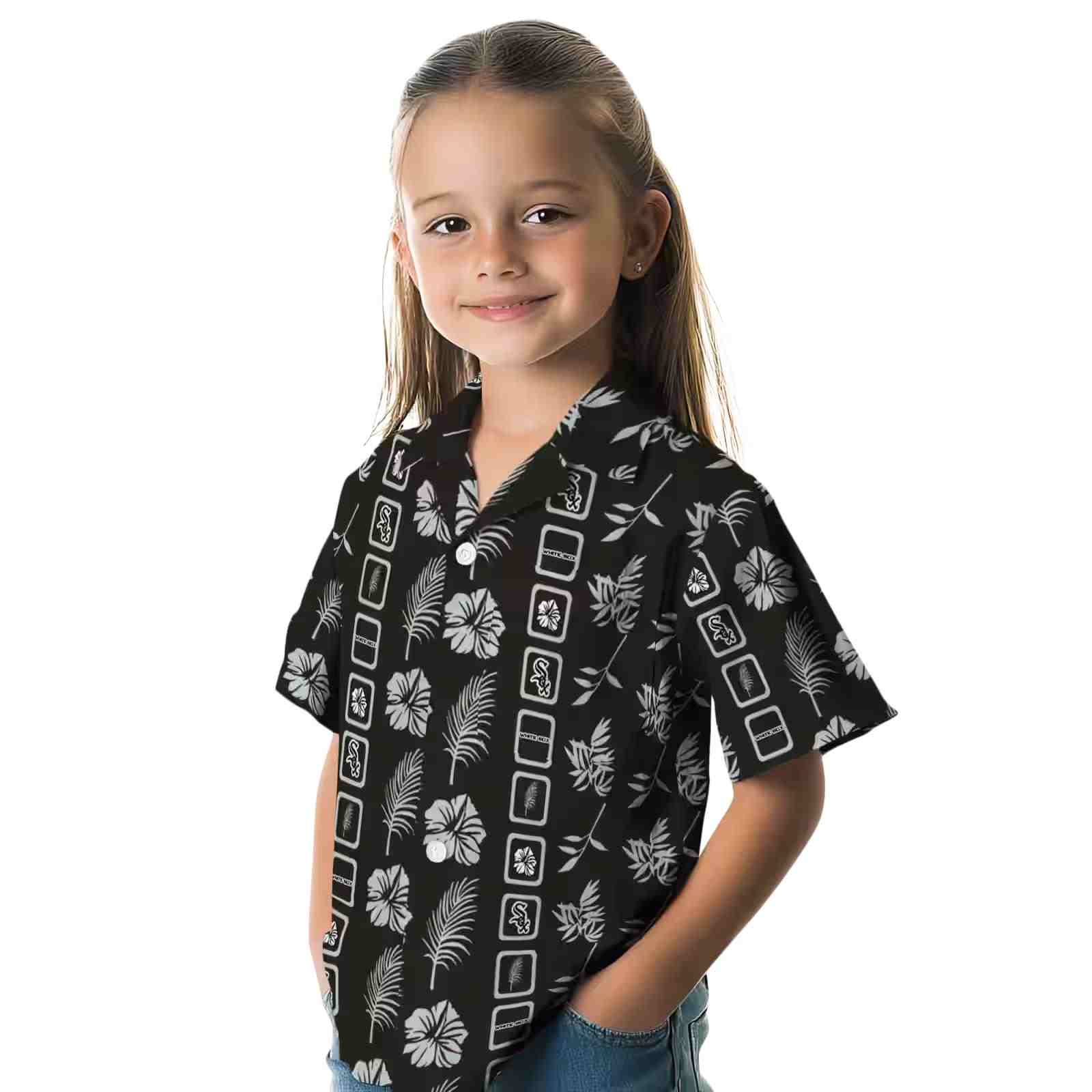 chicago white sox framed floral black hawaiian shirt premium grade