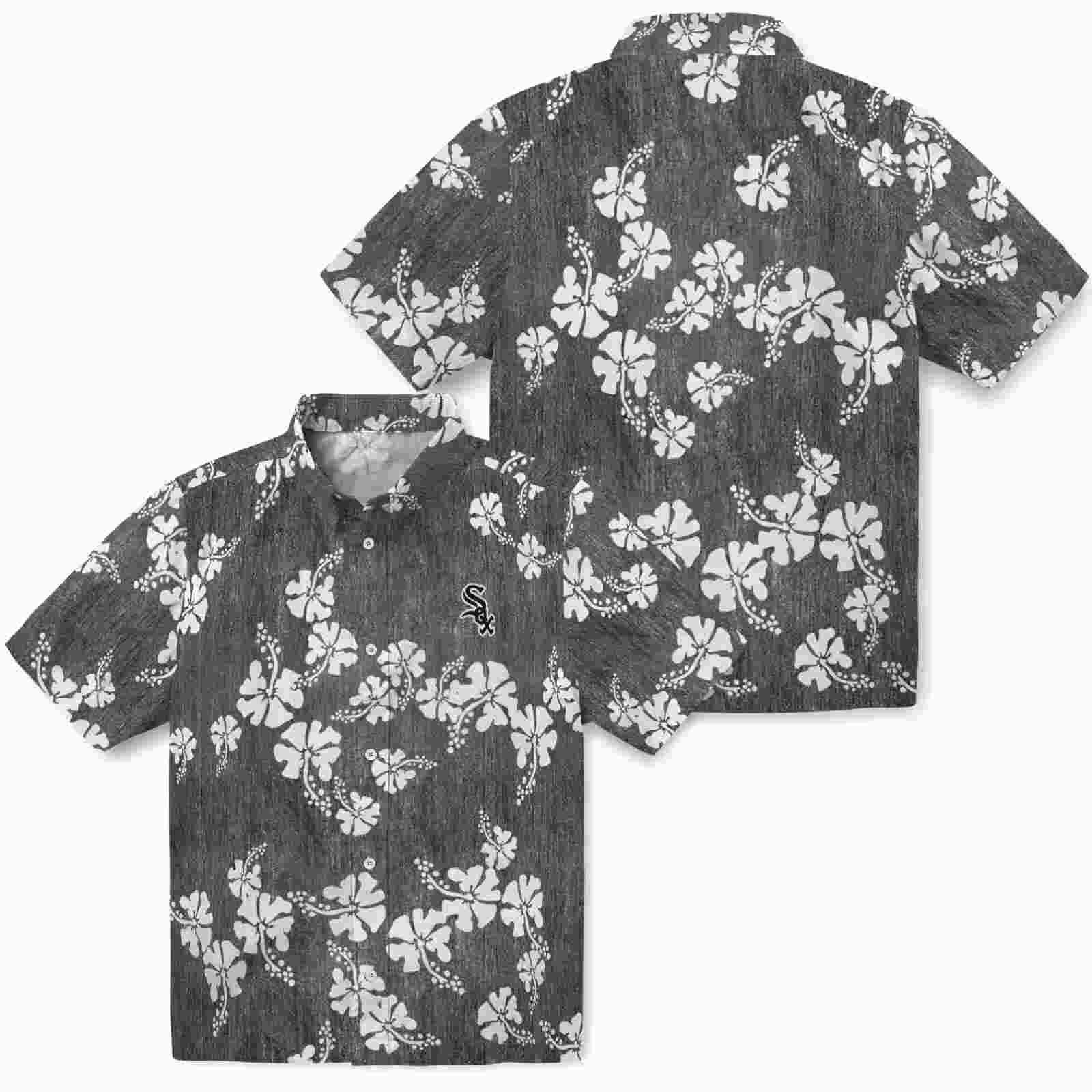 chicago white sox hibiscus clusters black hawaiian shirt high quality