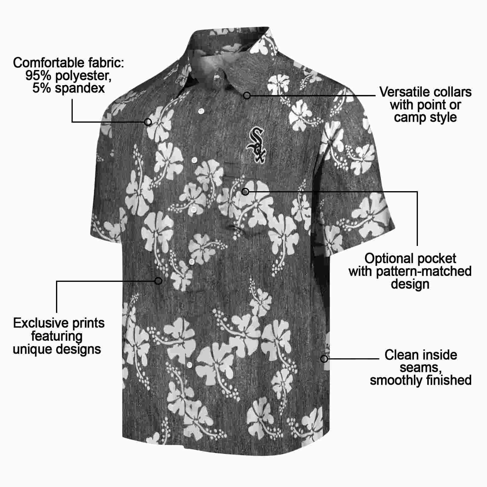 chicago white sox hibiscus clusters black hawaiian shirt new arrival