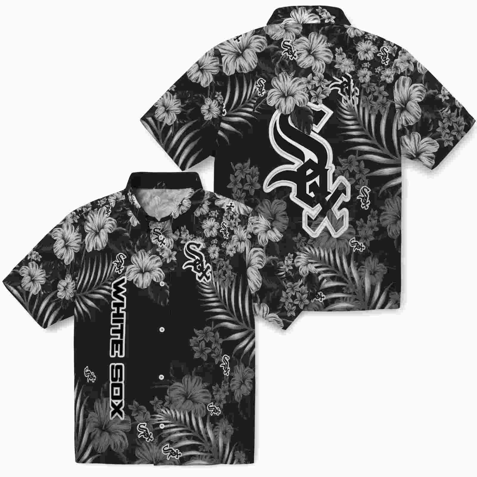 chicago white sox hibiscus print black hawaiian shirt high quality