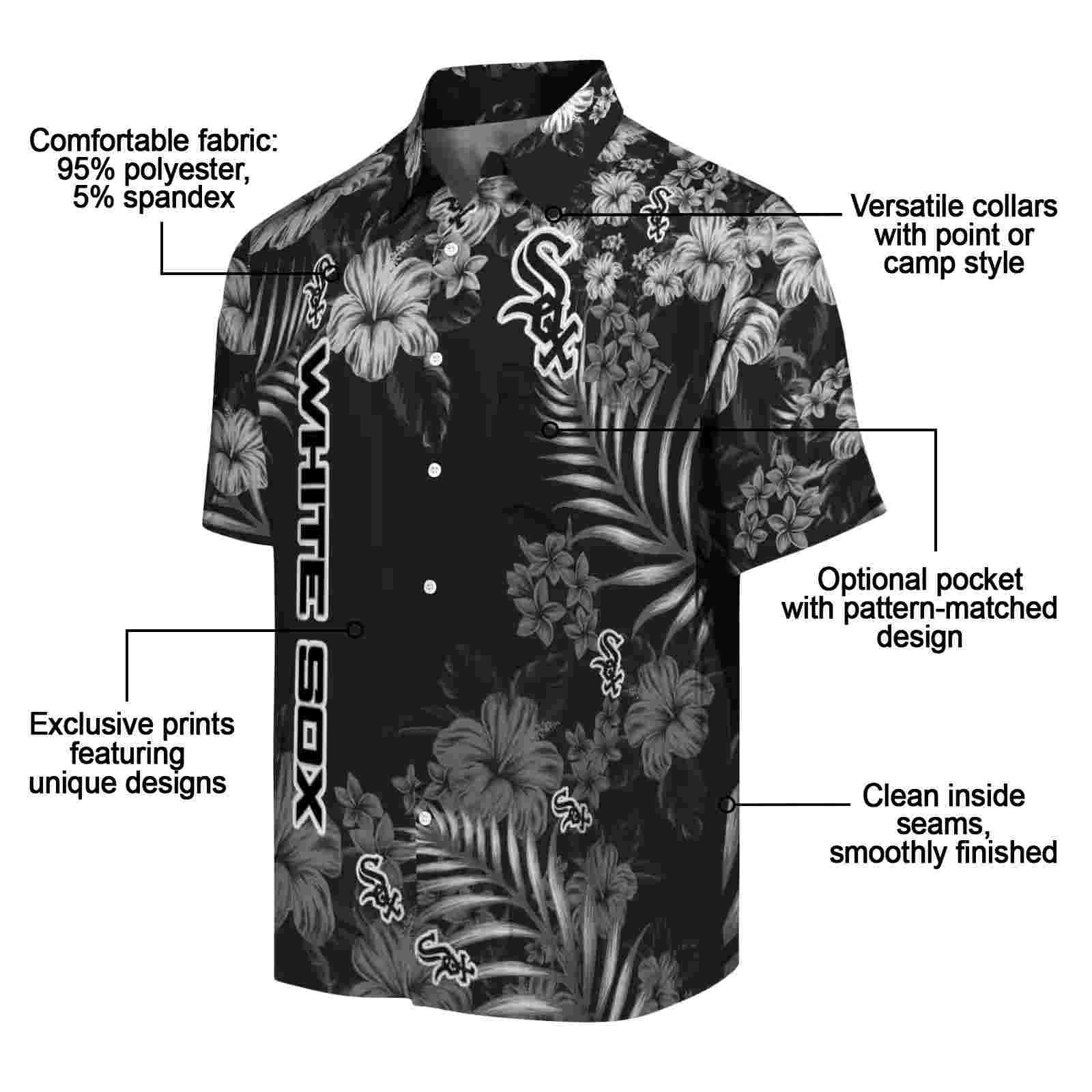 chicago white sox hibiscus print black hawaiian shirt new arrival