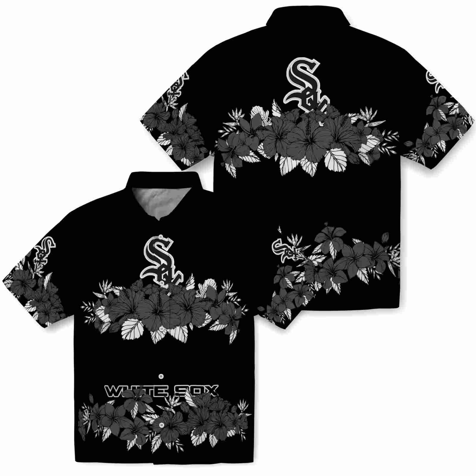 chicago white sox hibiscus stripe black hawaiian shirt high quality