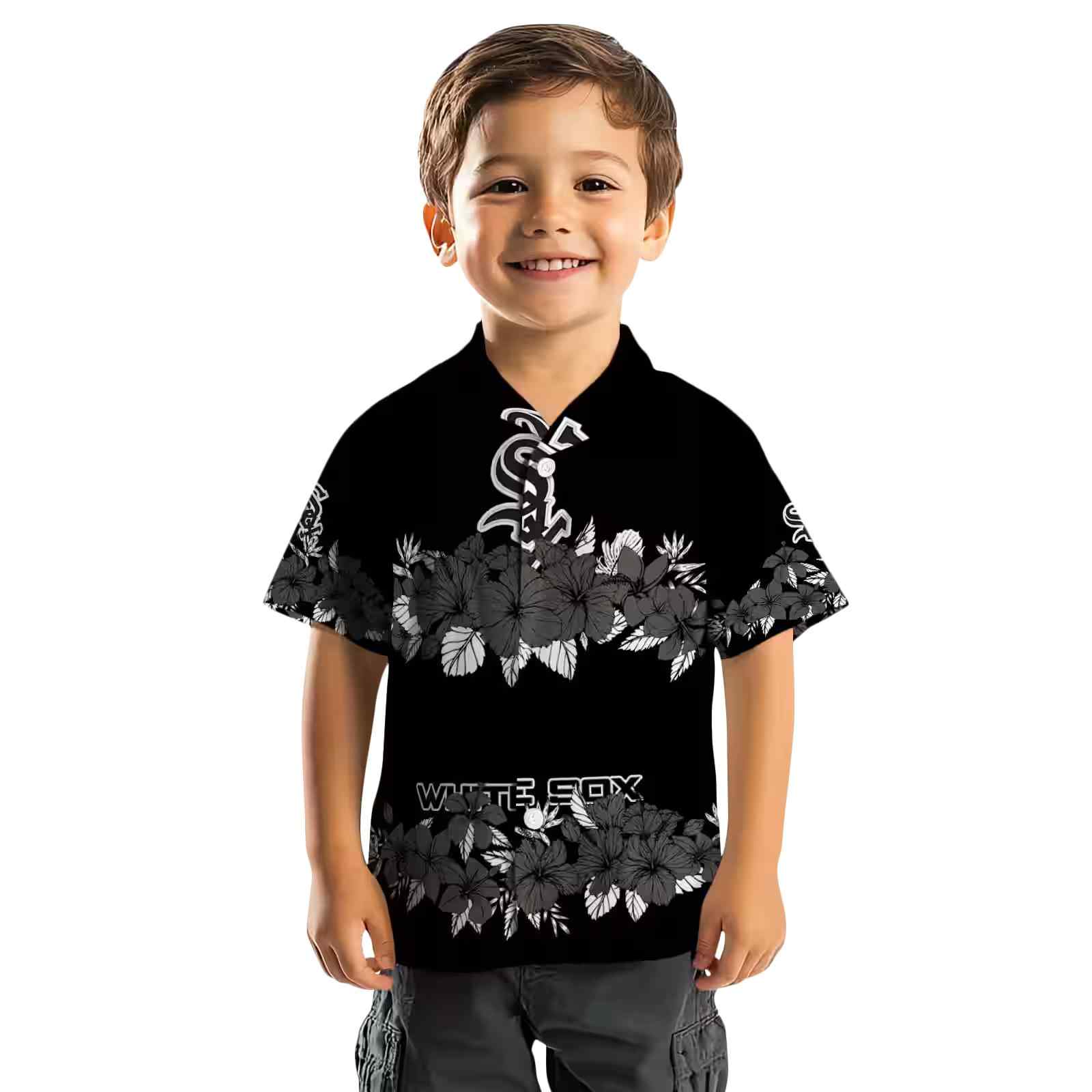 chicago white sox hibiscus stripe black hawaiian shirt top rated