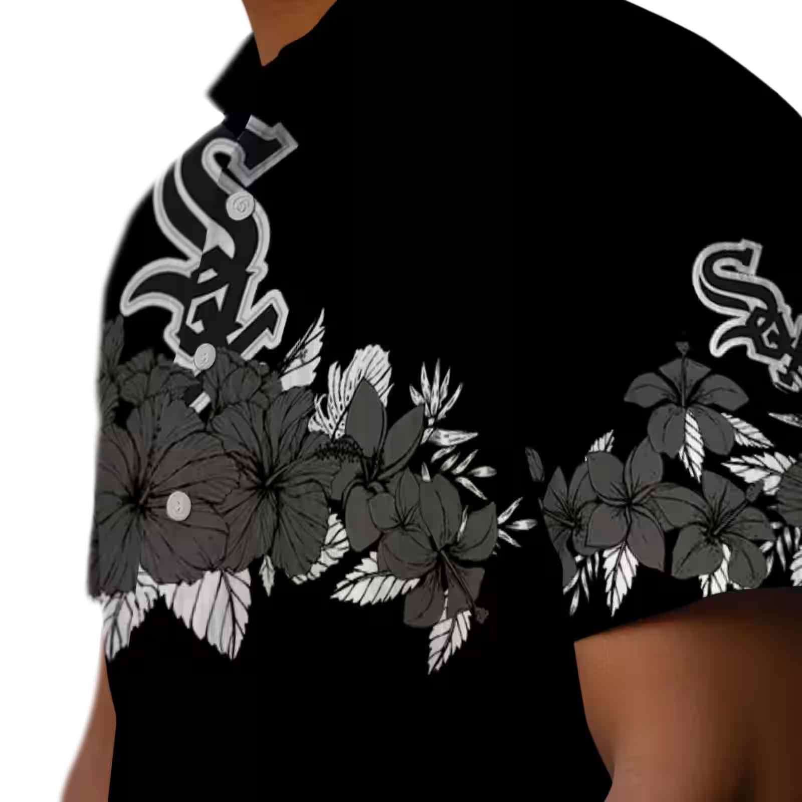 chicago white sox hibiscus stripe black hawaiian shirt trendy