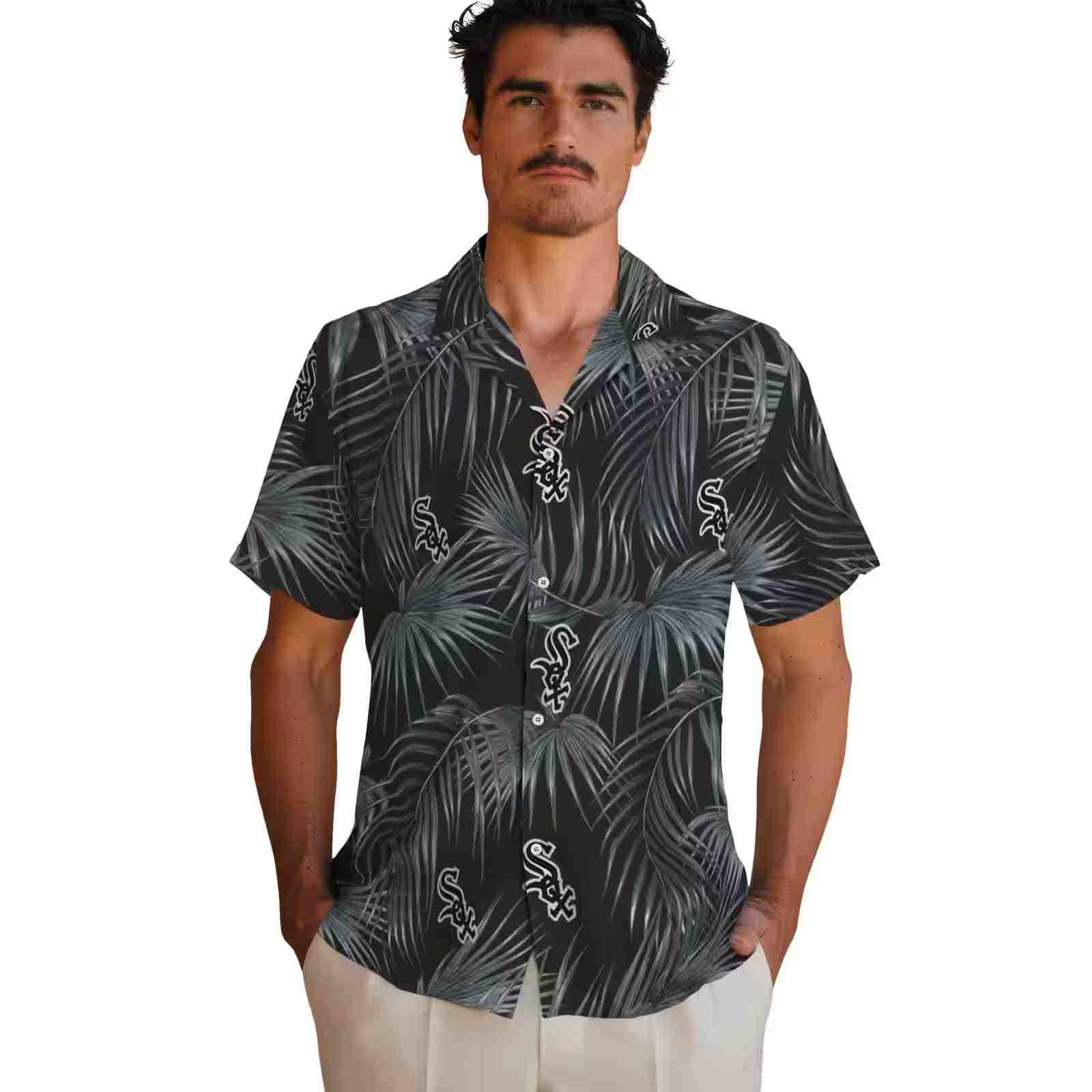 chicago white sox leafy palms black hawaiian shirt fashion forward