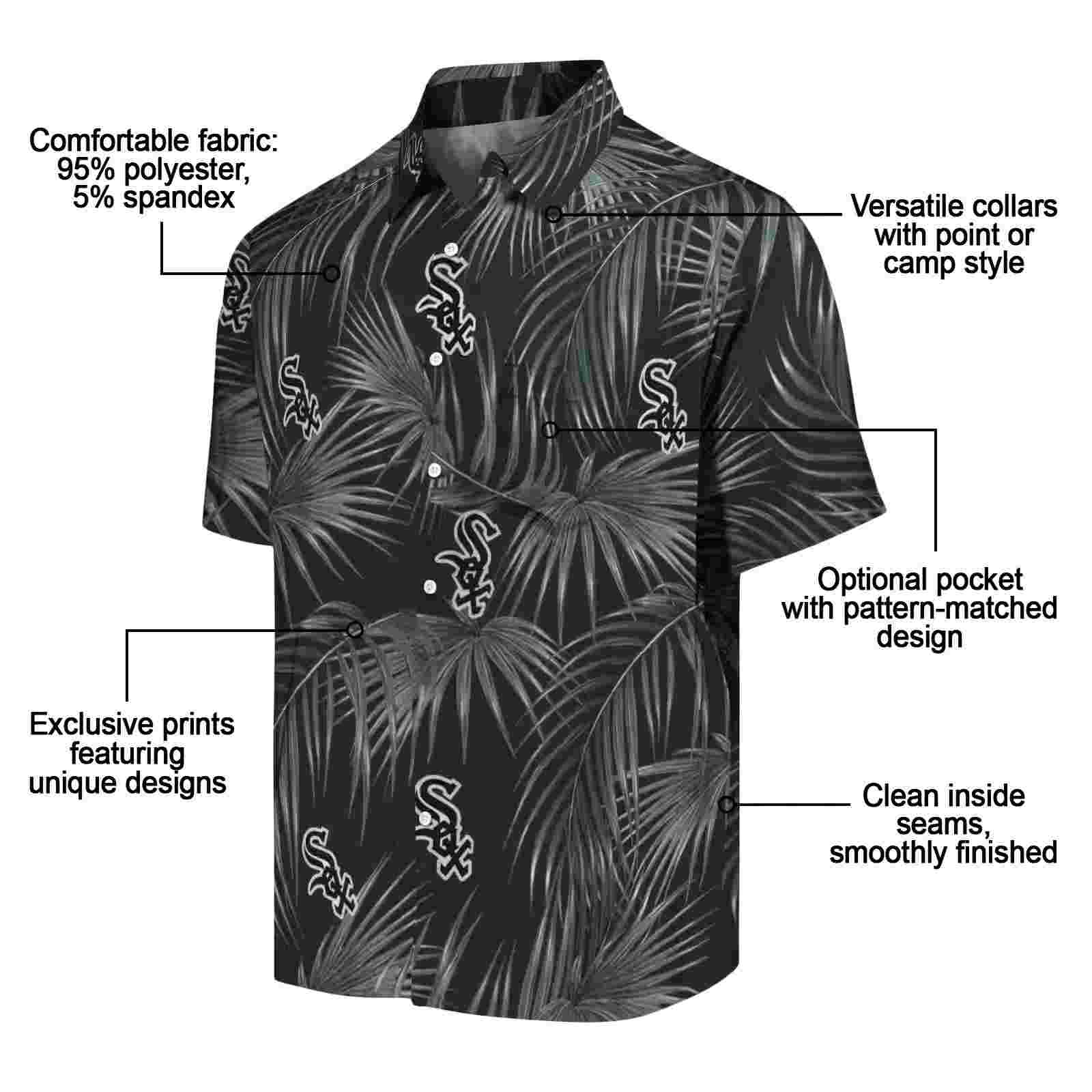 chicago white sox leafy palms black hawaiian shirt new arrival