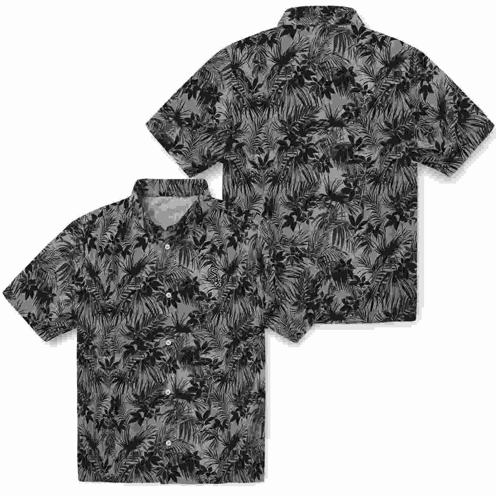 chicago white sox leafy pattern black hawaiian shirt high quality