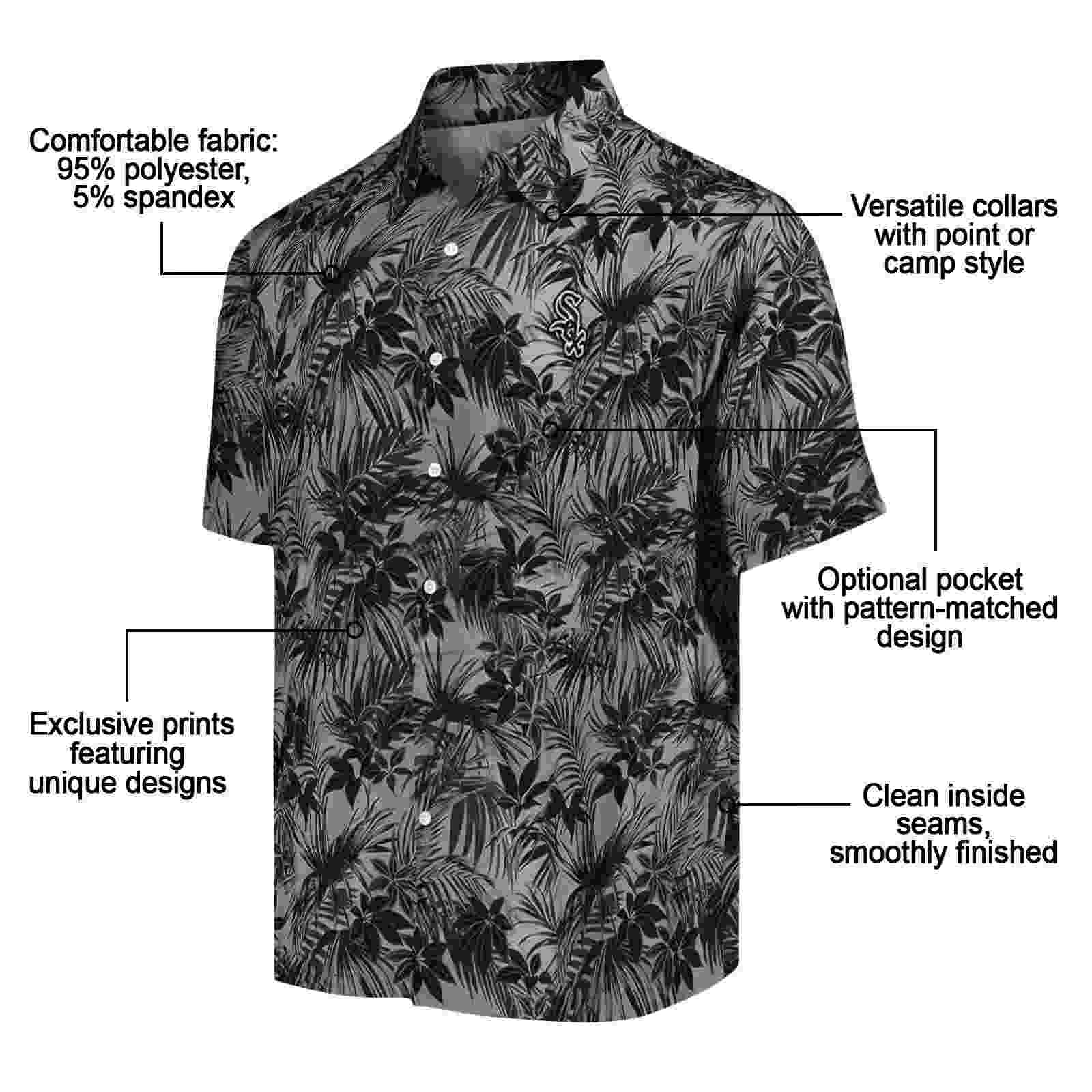 chicago white sox leafy pattern black hawaiian shirt new arrival