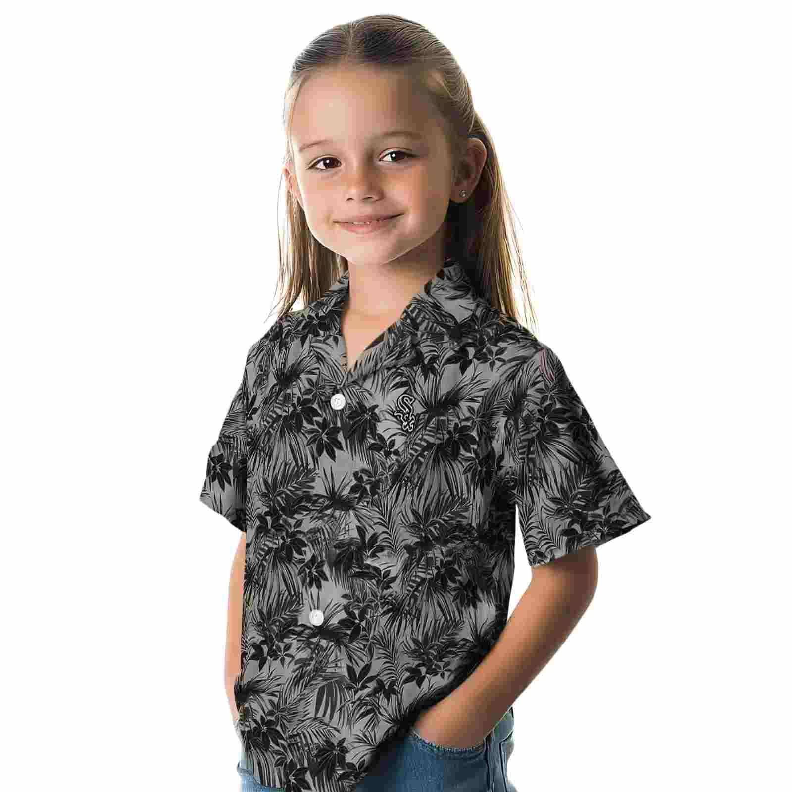 chicago white sox leafy pattern black hawaiian shirt premium grade